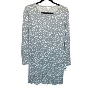 Charter Club Macy's Butter Soft Sleep Shirt Grey White Leopard XS New